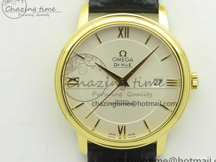 0429 UrbanChic De Ville YG MKF 1:1 Best Edition Silver Dial YG Markers on Black Leather Strap MIYOTA 9015 V 8048